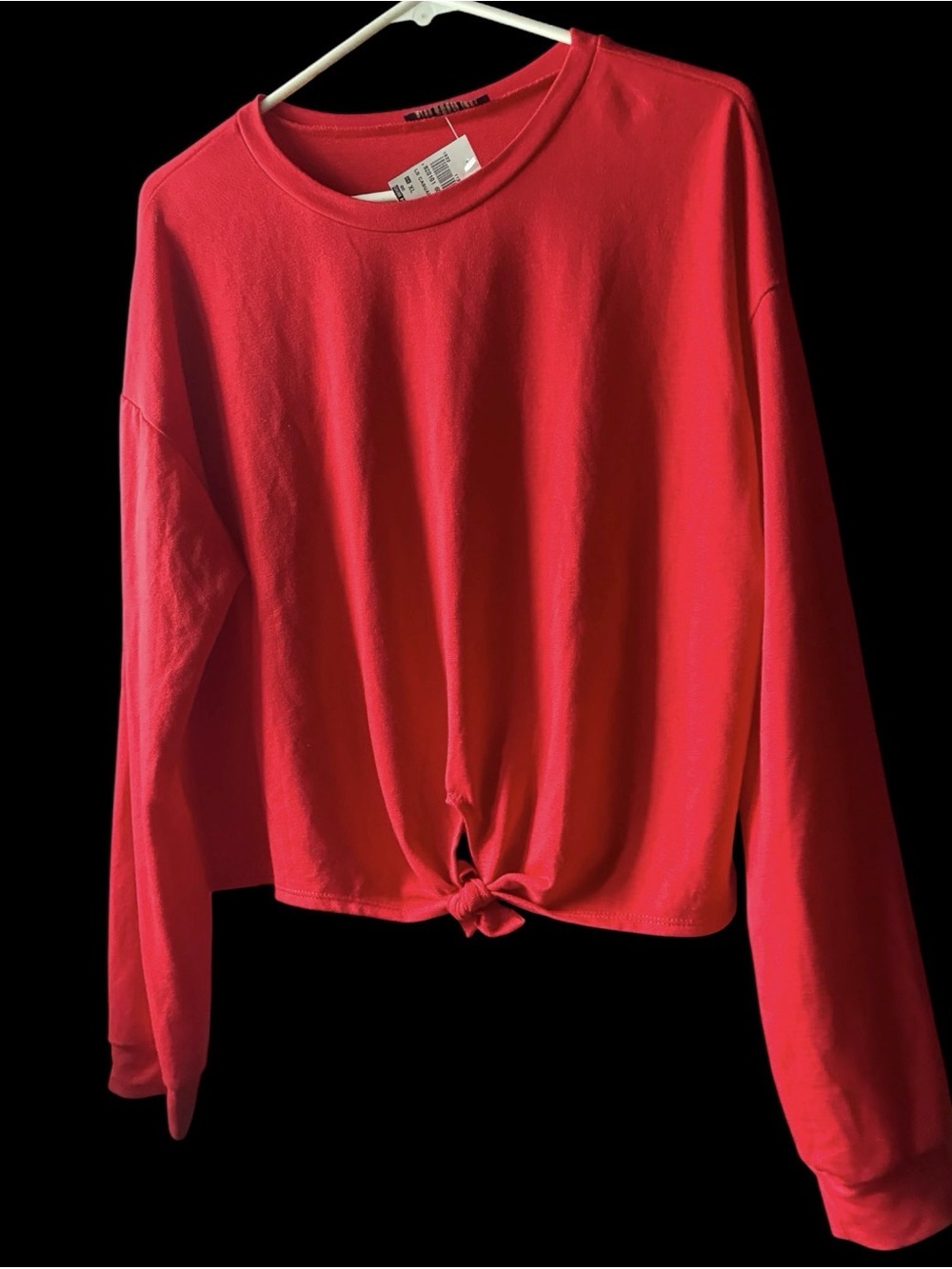 NWT West Coast Love Red Long Sleeve Casual Tee Top with Front Tie XL - Picture 2 of 5